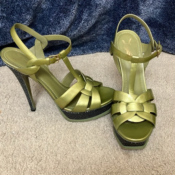 YSL. Tribute Light Green Sandal - Picture 2 of 5
